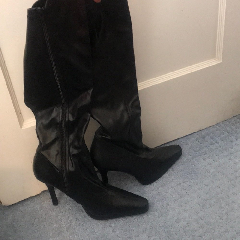 Tall faux leather heel boots